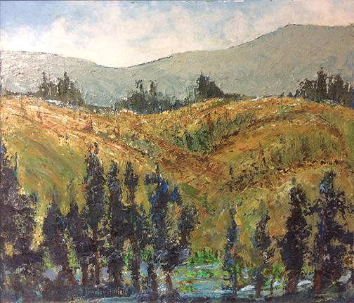 Painting: Stanley Hallett, “Mountain Panorama,” Oil on Paper. In the collection of Angela Calvetti Hornor